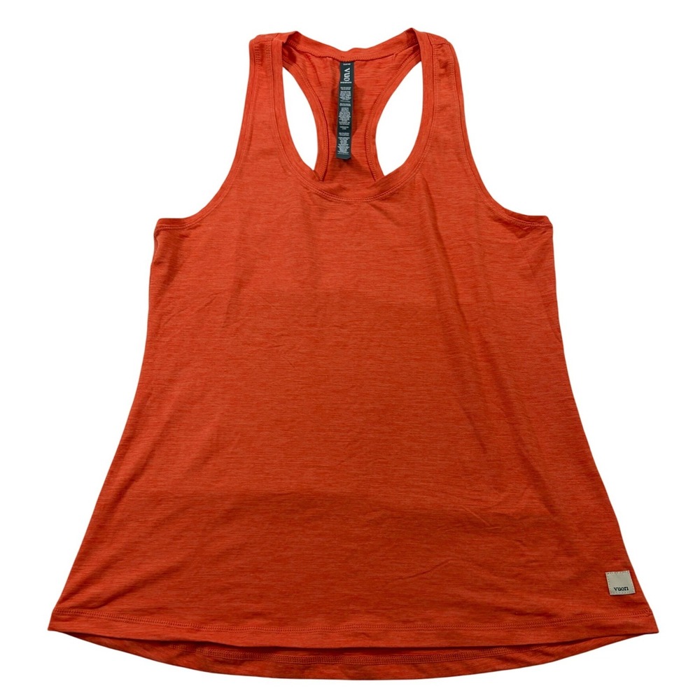 Vuori Lux Performance Tank Women Medium Orange Heathered Racerback Activewear